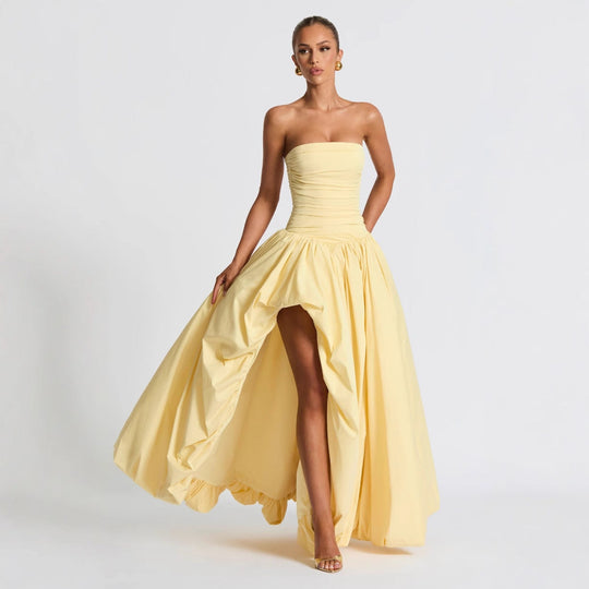 Damen Abendkleid mit figurbetontem Oberteil und asymmetrischem Rock