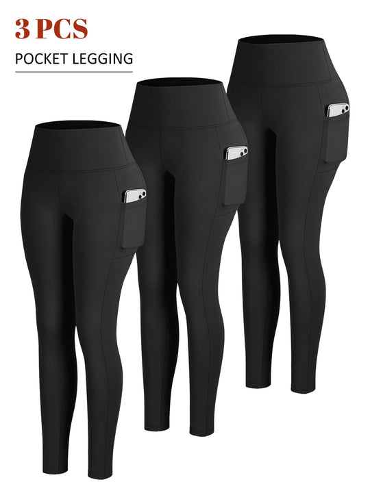 Damen Knöchelhohe Sportleggings mit hohem Bund und seitlicher Smartphone-Tasche Shopy Nory