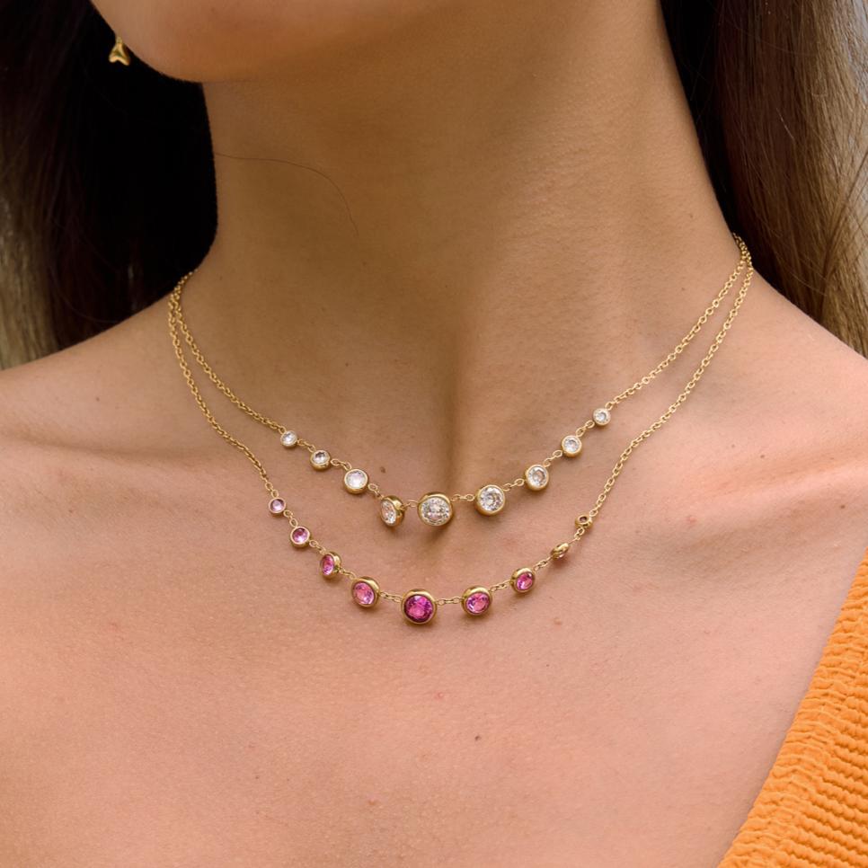 Damen Halskette mit funkelnden Zirkonia und hypoallergenem Edelstahl Shop Nory