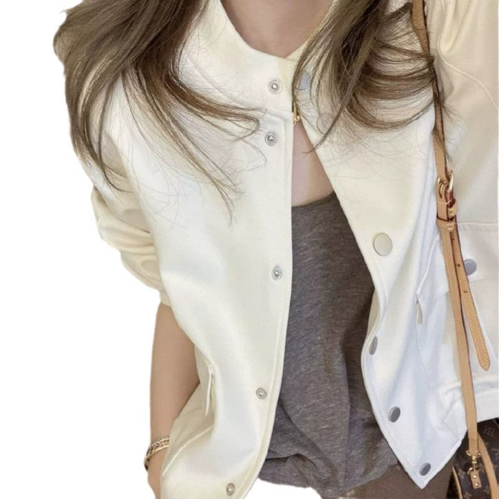 Damen Modische Übergangsjacke mit Druckknopf und lässigem Schnitt Shop Nory