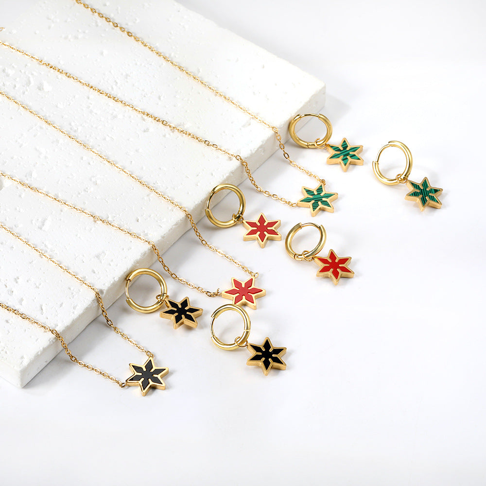 Damen Schmuckset mit funkelndem Blatt-Anhänger und eleganten Ohrsteckern Shop Nory