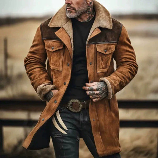 Herren Pilotenjacke aus Velourslederoptik mit Teddyfellinnenfutter und Reverskragen Shop Nory