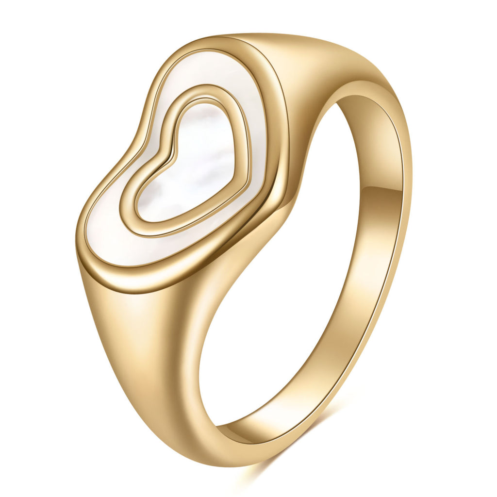 Damen Herzring mit doppellagigem Design und feiner Oberfläche Shop Nory