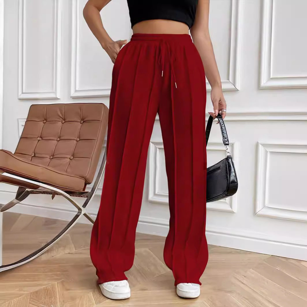Damen Weite High-Waist Plissee-Hose mit Tunnelzug und markanter Bügelfalte Shop Nory