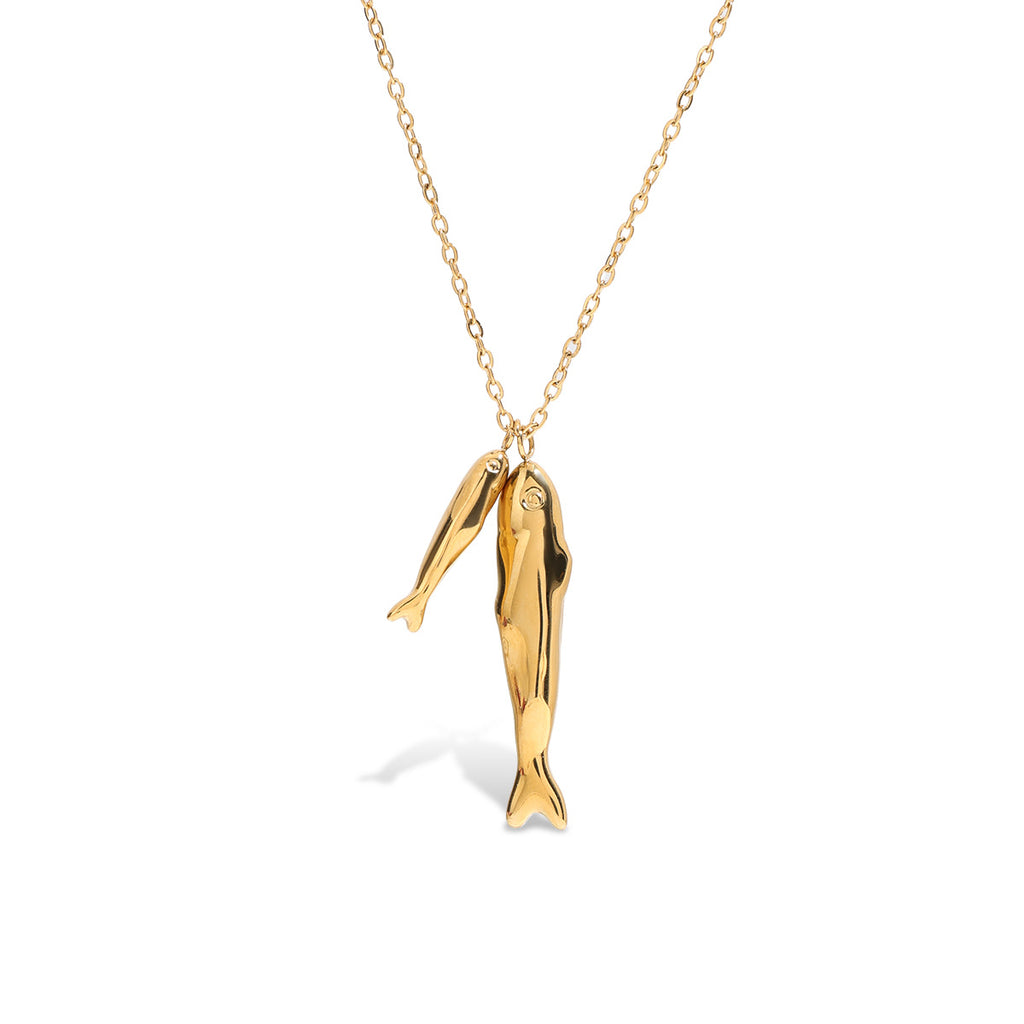 Damen Halskette mit Fisch-Anhänger und verstellbarer Länge Shop Nory