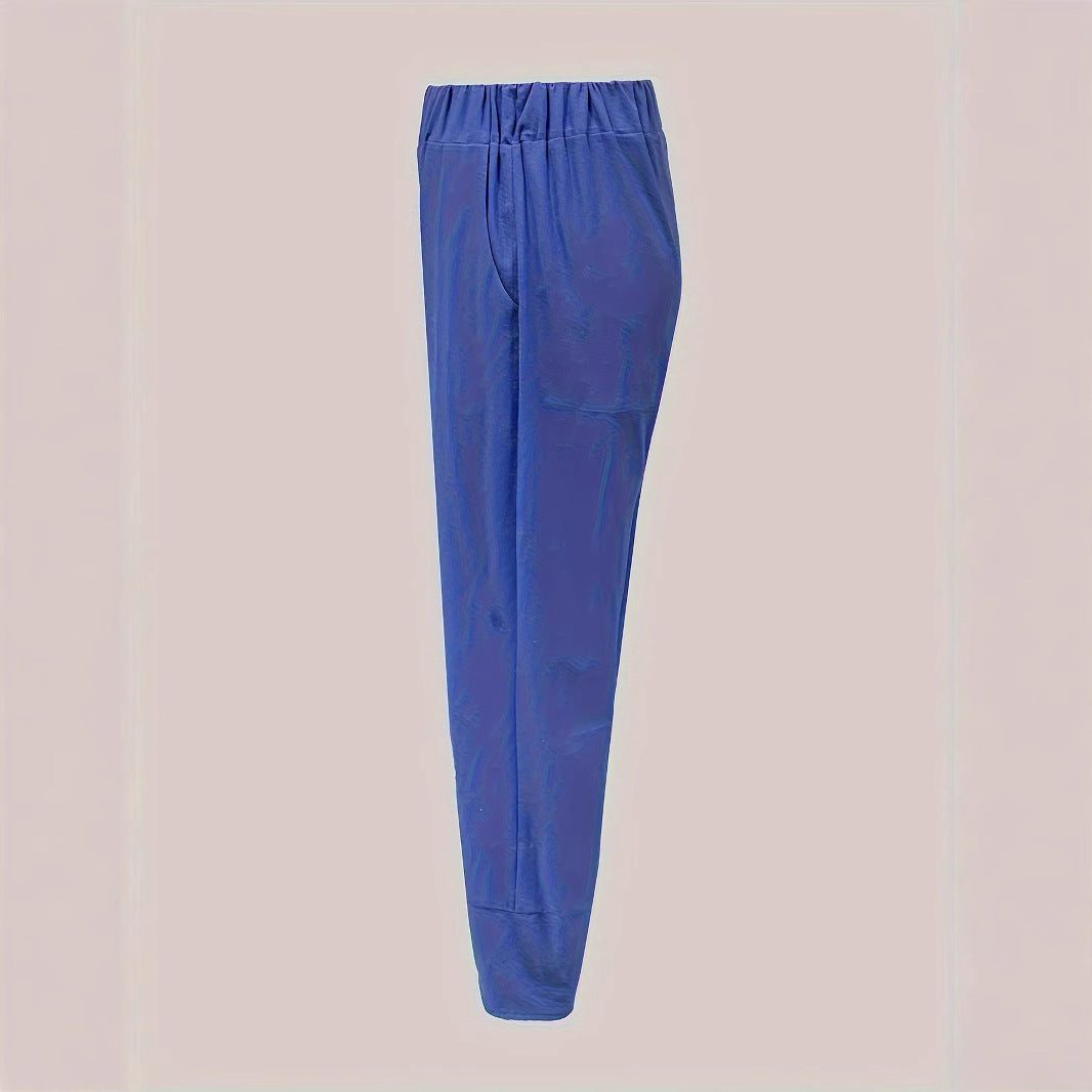 Damen weite Sommerhose mit eleganten Schnittdetails und elastischem Bund