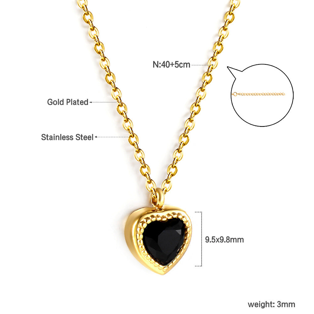 Damen Halskette mit herzförmigem Anhänger aus goldplattiertem Edelstahl und funkelndem Zirkonia Shop Nory