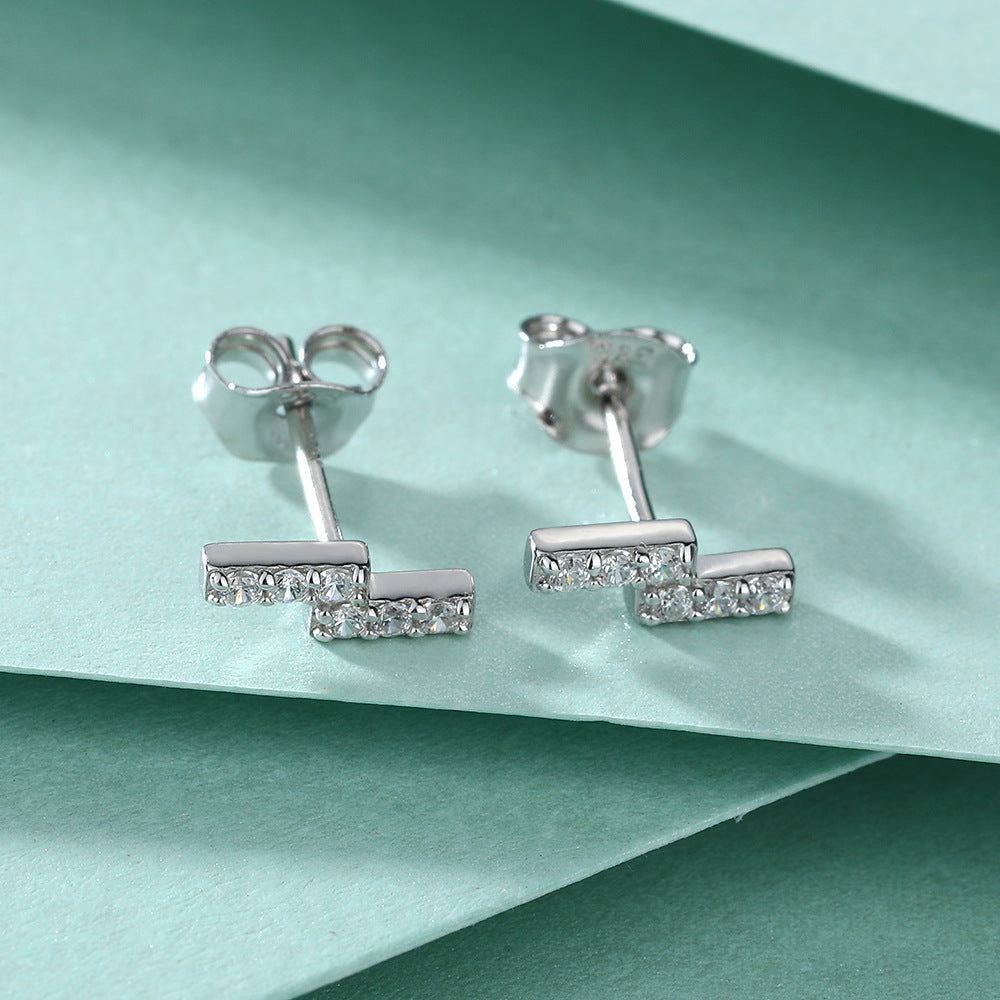 Damen geometrische Ohrstecker mit funkelnden Zirkonia Shop Nory