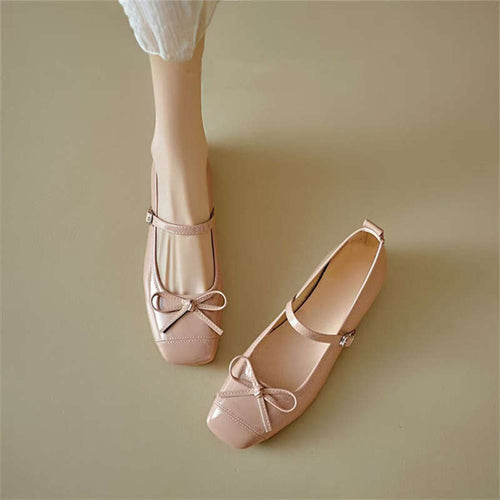 Damen Ballerinas mit dekorativem Riemchen und moderner Schleifenapplikation