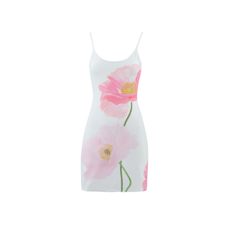 Damen Sommerkleid mit stilvollem Blumendruck und eleganten Spaghettiträgern