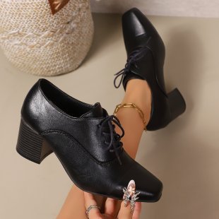 Damen Elegante Schnürpumps mit quadratischer Spitze und mittelhohem Blockabsatz Shop Nory
