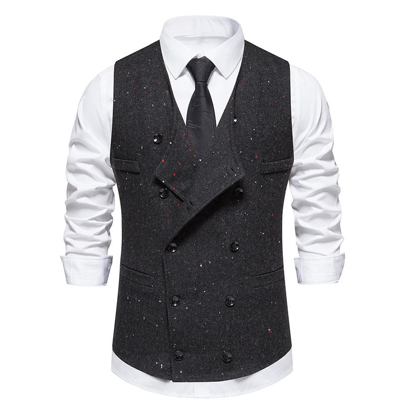 Herren elegante Anzugweste mit doppelt knöpfbarem Design und praktischen Taschen Shopnory