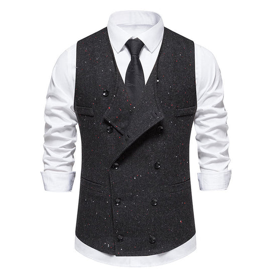Herren elegante Anzugweste mit doppelt knöpfbarem Design und praktischen Taschen Shopnory