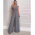 Damen Jumpsuit mit asymmetrischem Oberteil und elegantem Weitbein-Design