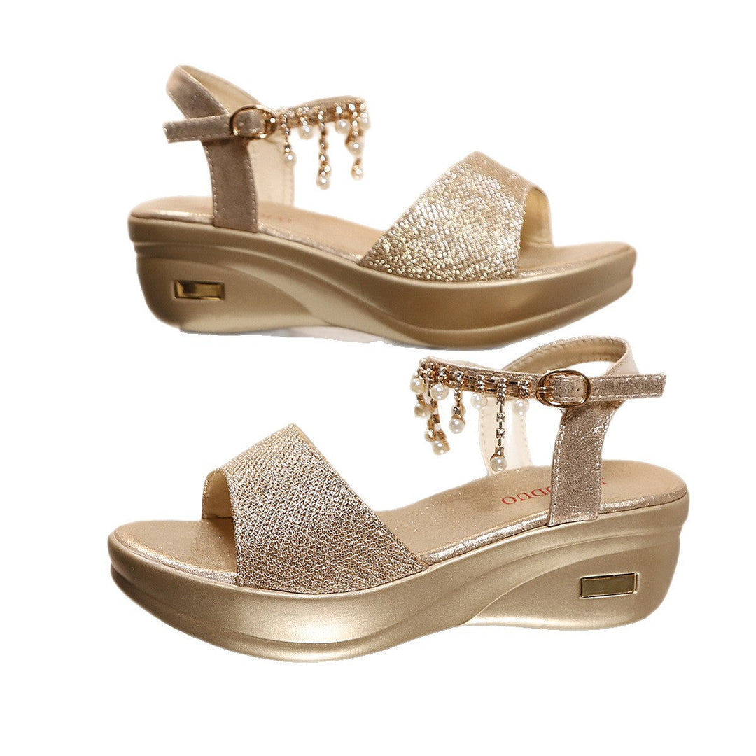 Damen Elegante Sandalen mit funkelndem Design und Plateau
