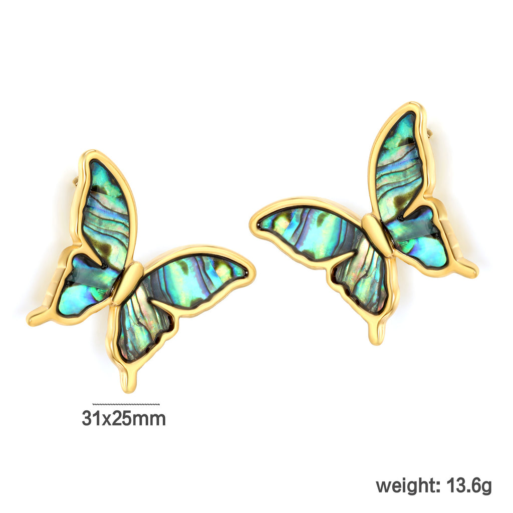 Damen Hängende Creolen mit buntem Muschel-Design und eleganter Goldbeschichtung Shop Nory