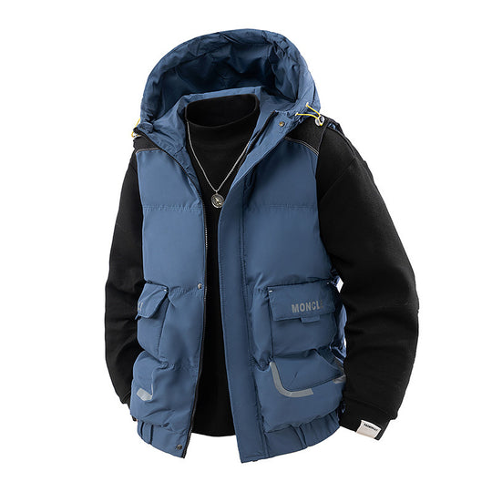Herren Gesteppte Outdoor-Weste mit Kapuze, Cargo-Taschen und verstellbarem Saum Shop Nory