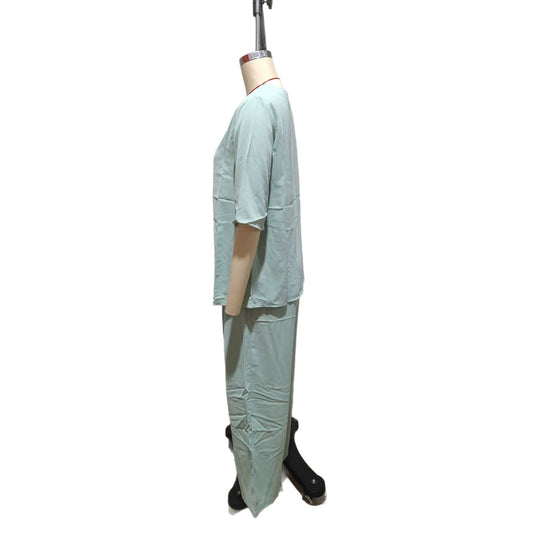 Damen Lässiger zweiteiliger Freizeitanzug mit lockerem Kurzarmtop und weiter Palazzohose Shop Nory