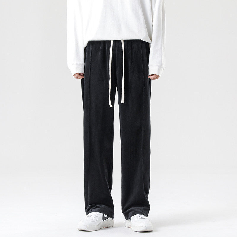 Herren Weite Velours-Jogginghose mit elastischem Bund und Kordelzug Shop Nory