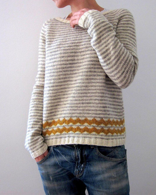 Damen nan gemusterter Norwegerstrickpullover mit weitem Rundhalsausschnitt und lässigem Oversize-Schnitt Shop Nory