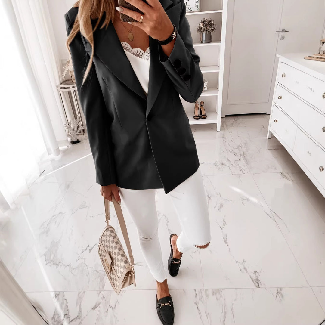 Damen Langblazer mit einreihiger Knopfleiste, tailliertem Schnitt und soften Schulterpolstern Shop Nory