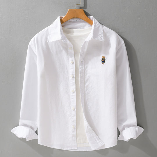 Herren Button-Down Overshirt im Casual-Relaxed-Stil mit tonaler Stickerei Shop Nory