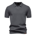 Herren nan strukturiertes Feinstrickpoloshirt mit offenem Reverskragen