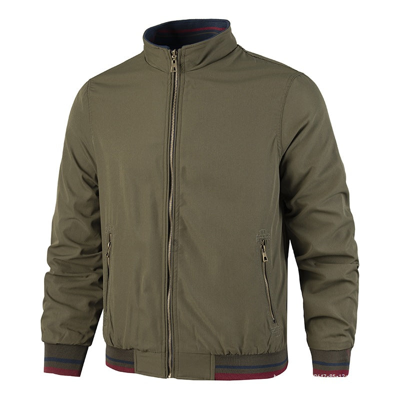 Herren Leichte Bomberjacke im Vintage‑Look mit Stehkragen, Reißverschlusstaschen und gestreiften Rippbündchen Shop Nory