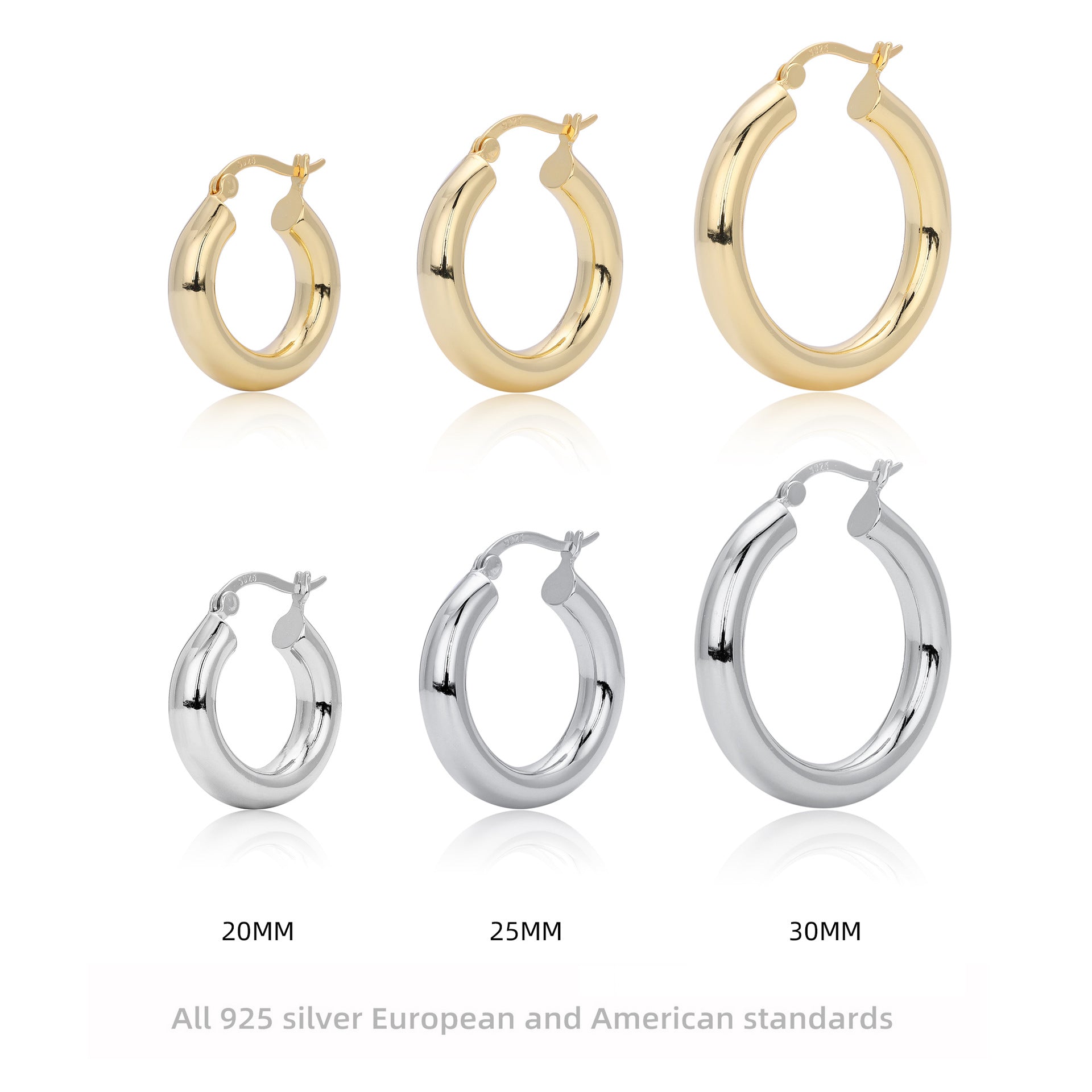 Damen Creolen mit sanft geschwungenem Design aus hochwertigem 925 Sterling Silber Shop Nory