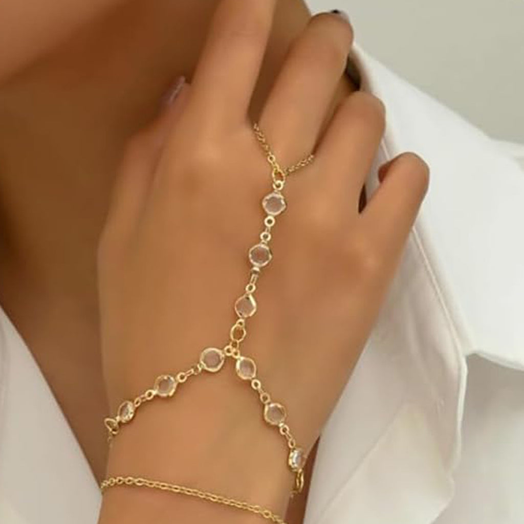 Damen zarte Fußkettchen mit eleganten Glieder- und Kristallakzenten Shop Nory