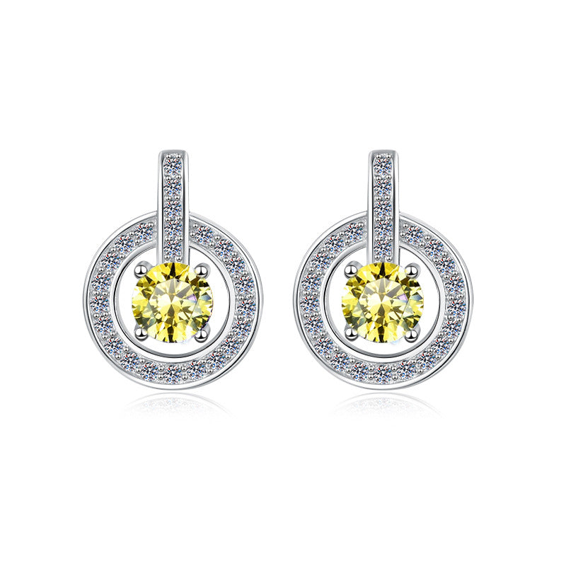 Damen Ohrringe mit funkelndem Zirkonia und modernem Kreisdessin Shop Nory