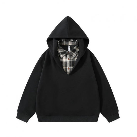 Unisex Oversize Kapuzenpullover mit integriertem Hemdkragen im Layering‑Look Shop Nory