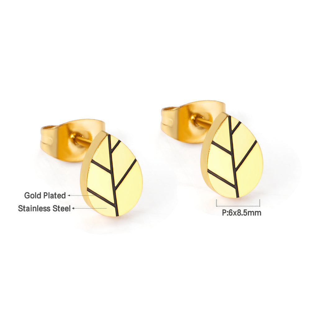 Damen Ohrstecker mit kunstvollem Blattmotiv aus hochwertigem Edelstahl und goldplattierter Oberfläche Shop Nory