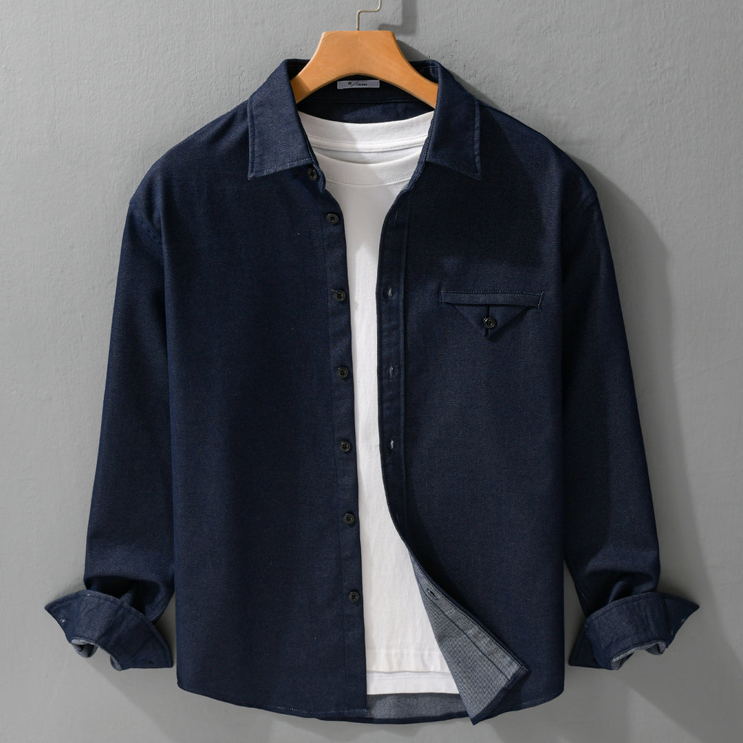 Herren Baumwoll-Denim-Überhemd mit Pattentasche und entspanntem Schnitt Shop Nory