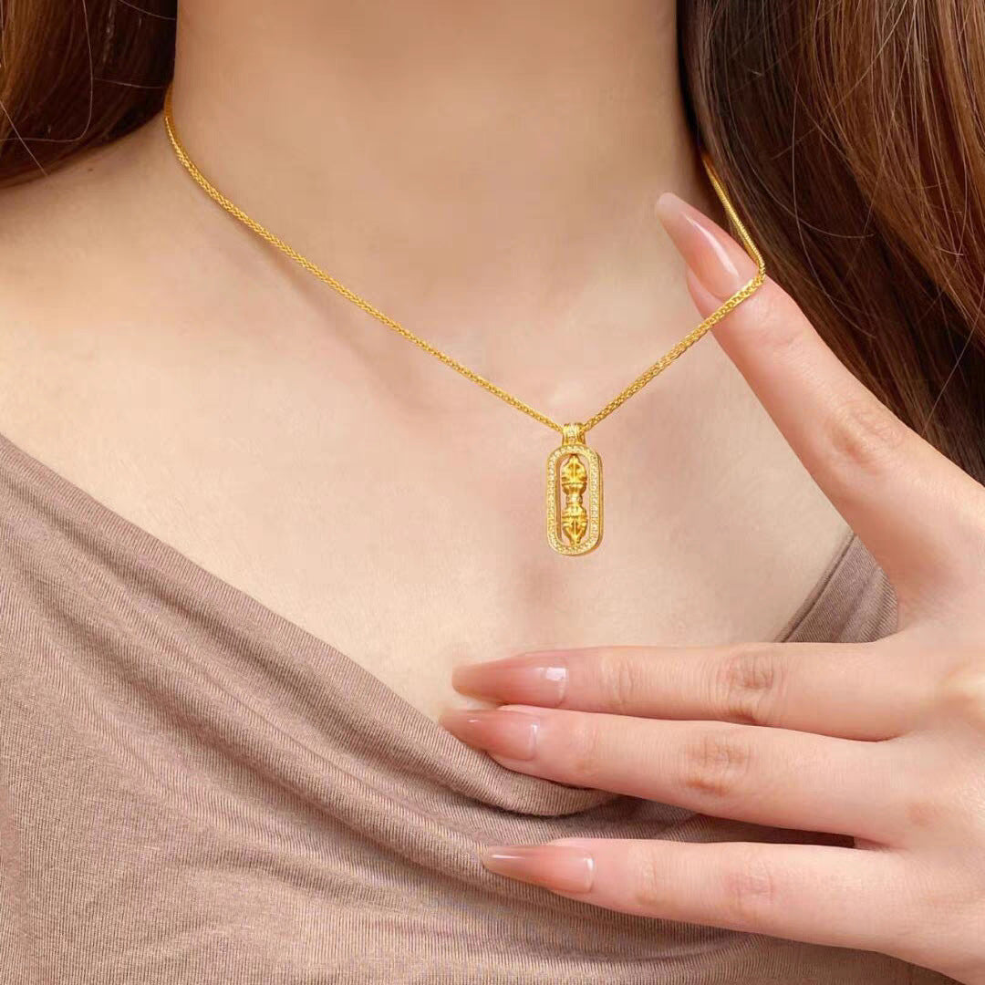 Damen Vintage-inspirierte vergoldete Anhänger-Halskette Shop Nory