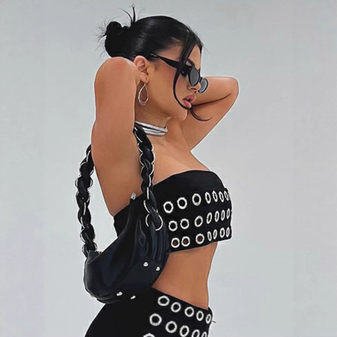 Damen Modische Shorts mit auffälliger Ösenverzierung
