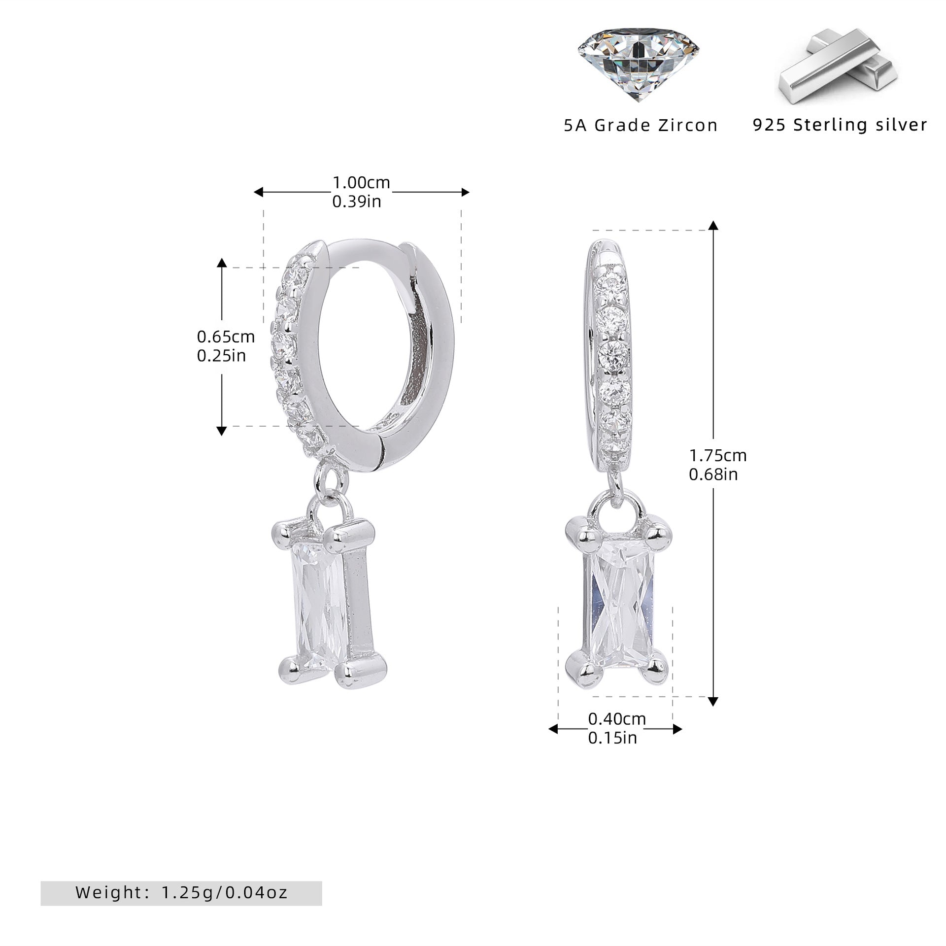 Damen Ohrstecker mit funkelnden Zirkon-Anhängern und hochwertigem 925 Sterling Silber Shop Nory