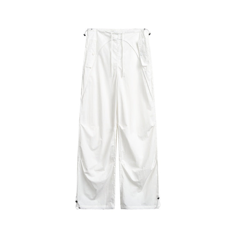 Damen weite Cargo-Hose mit Kordelzugbund und verstellbaren Saum Shop Nory