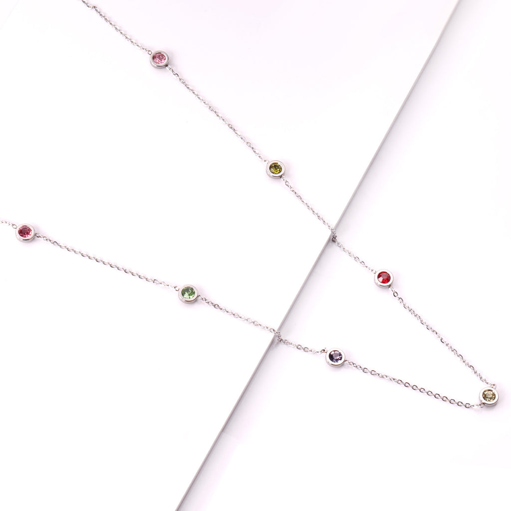 Damen elegante Goldplattierte Halskette mit funkelnden Zirkonia-Steinen Shop Nory