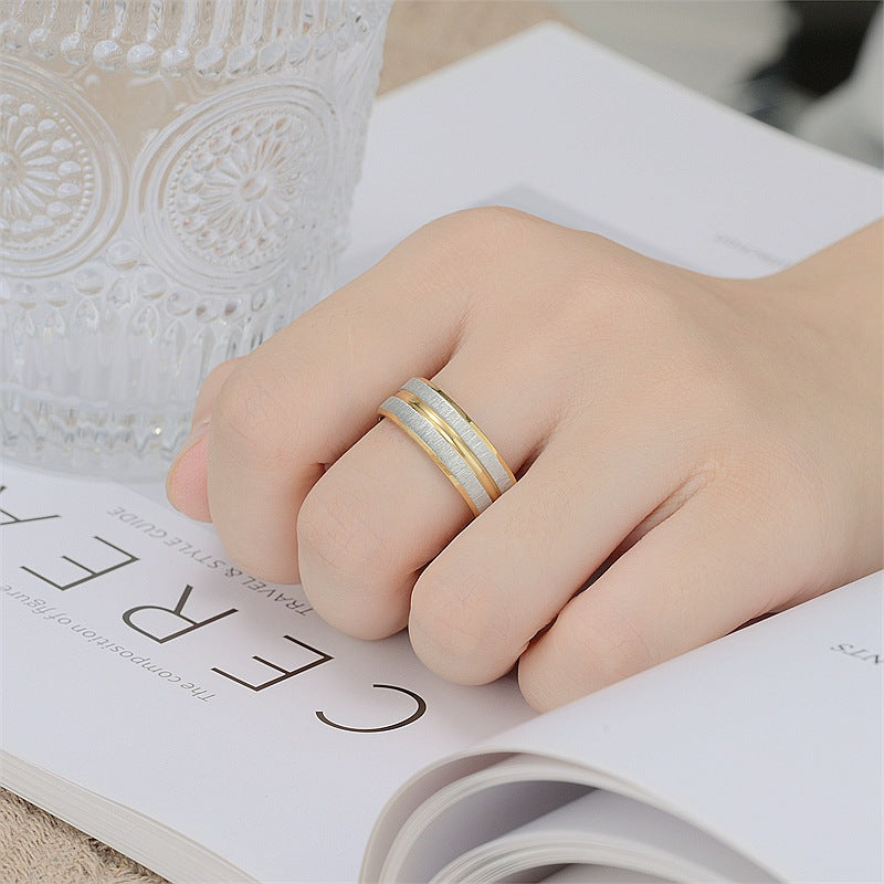 Herren Ring mit stilvollem gebürstetem Edelstahl und schwarzem Akzent Shop Nory