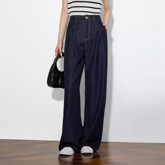 Damen Elegante Hohe Taillierte Wide-Leg Jeans Shop Nory
