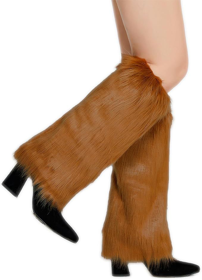 Damen lange Kunstfell‑Beinwärmer mit Shaggy‑Optik und elastischem Bund Shop Nory