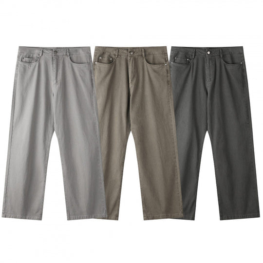 Herren Weite gerade geschnittene Denim-Jeans mit hoher Leibhöhe und Five-Pocket-Design Shop Nory