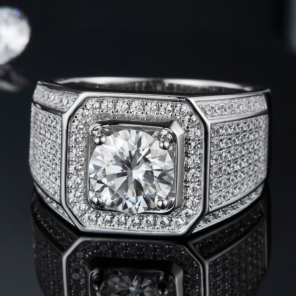 Damen Hochwertiger Ring mit quadratischem Zirkonia und funkelndem Pavé-Besatz Shop Nory