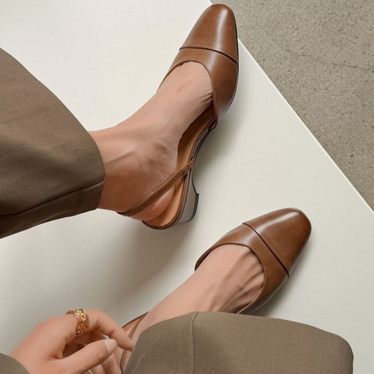Damen Flache Slingback‑Ballerinas mit quadratischer Zehenbox und gepolstertem Komfortfußbett Shop Nory
