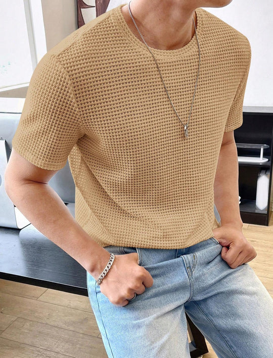 Herren lässiges Struktur-T-Shirt aus atmungsaktivem Material