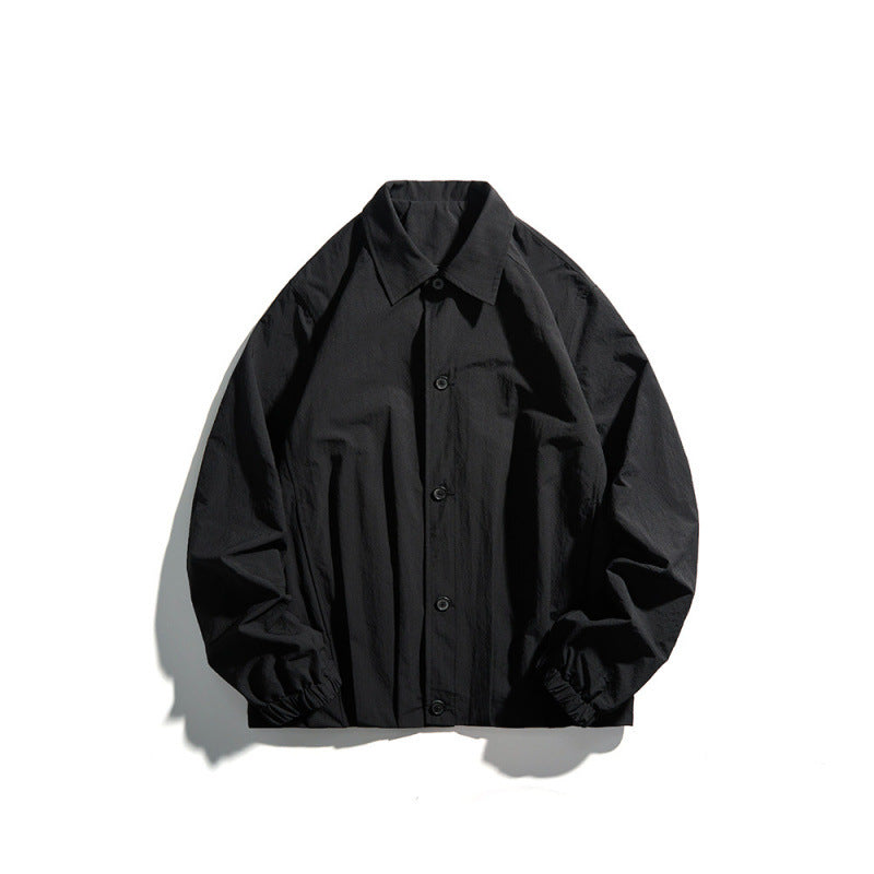 Unisex Leichtes Overshirt-Jacke im Boxy-Cut mit Hemdkragen und elastischen Ärmelbündchen Shop Nory
