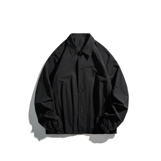 Unisex Leichtes Overshirt-Jacke im Boxy-Cut mit Hemdkragen und elastischen Ärmelbündchen Shop Nory
