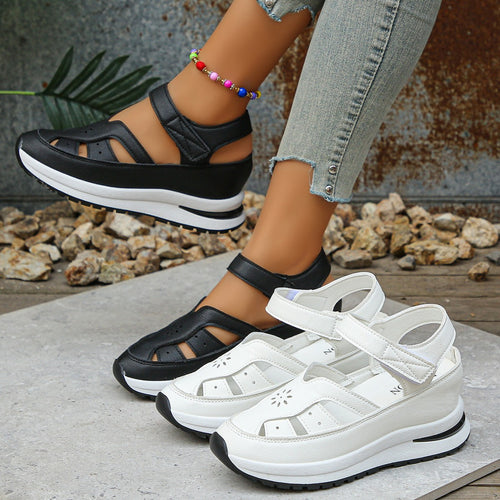 Damen Keilsandalen mit verstellbarem Klettverschluss und orthopädischer Komfortsohle Shop Nory