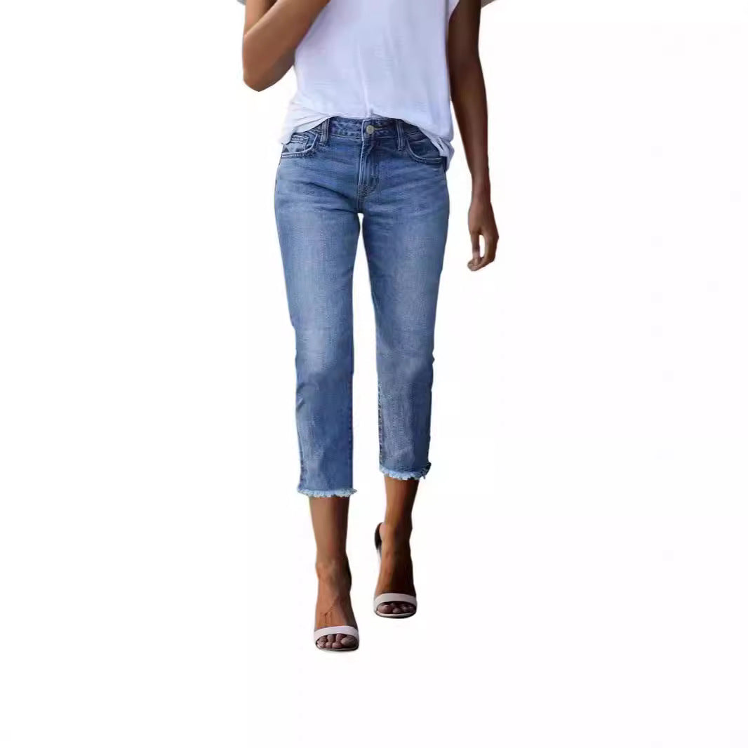 Damen zeitlose Jeans im modernen Schnitt mit cropped Bein